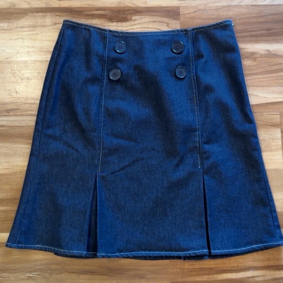 Nine & Co. Dresses & Skirts - Nine & Company Denim Skirt Size 8 | Stretch A-Line | Nautical Button Detail